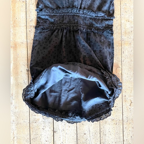 Marc by Marc Jacobs Sugar Skull Embroidered Ruffle Dress Navy Size 8 Cotton - Picture 8 of 8